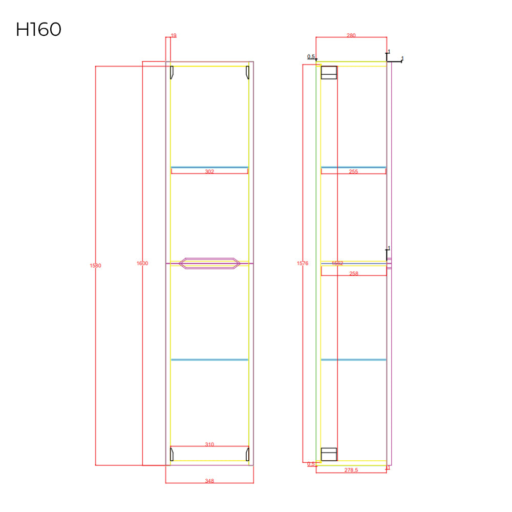 Colonna bagno sospesa Cubi&Co serie Zeus con doppia anta soft close - 160 cm 2