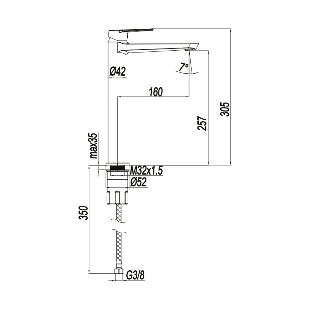 Miscelatore monocomando lavabo alto RubiFlux serie Ampra - Cromo 2