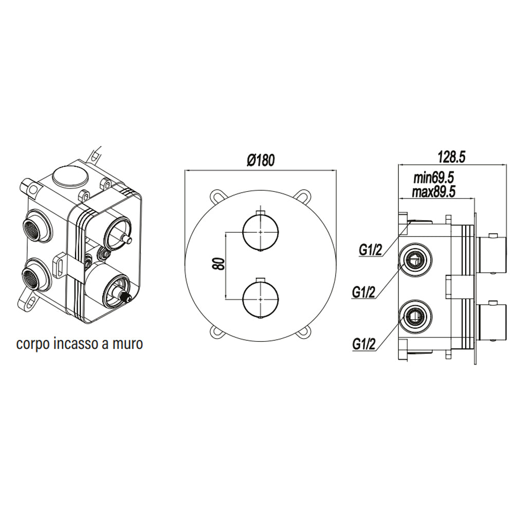 Miscelatore monocomando da incasso per doccia RubiFlux serie Ampra - Cromo 7