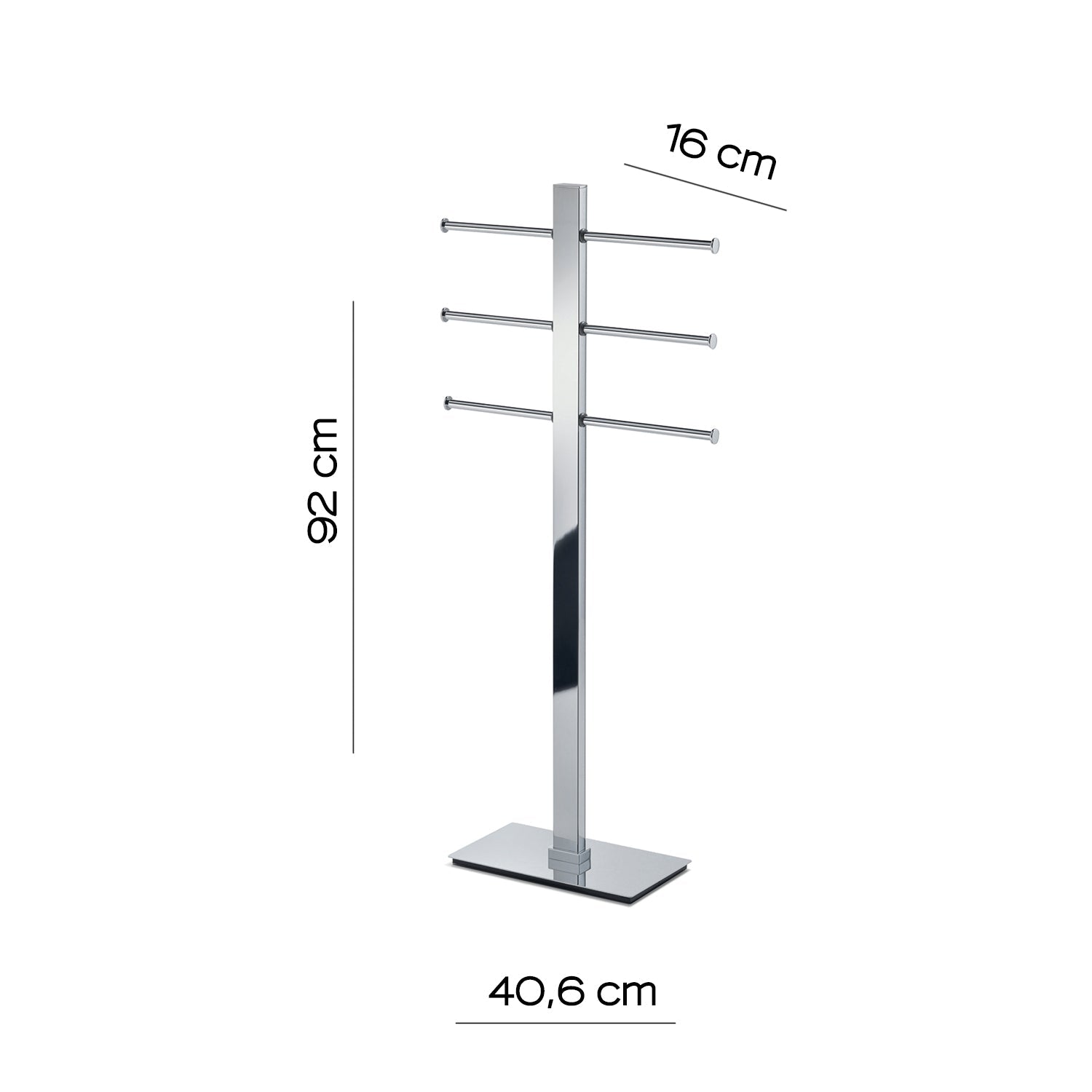  Piantana con 3 braccia portasalviette scorrevoli Gedy serie Bridge - Cromato