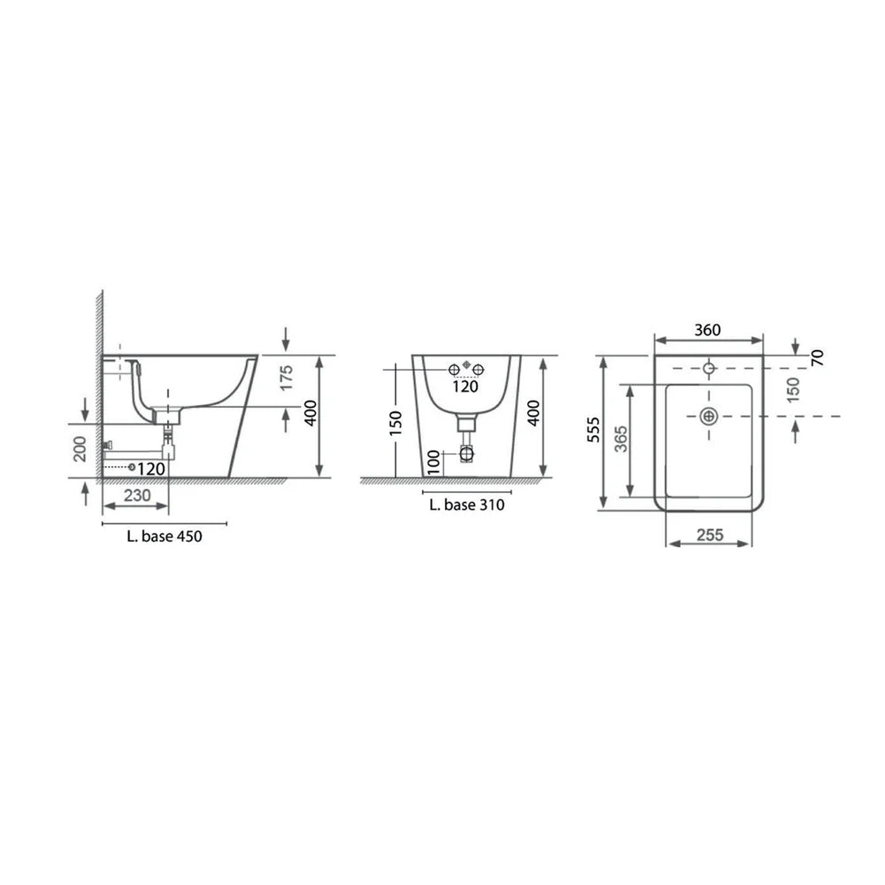 Coppia sanitari a terra BathCore serie Mars 56x36x40 cm - Vaso a terra + bidet a terra + copriwater 7