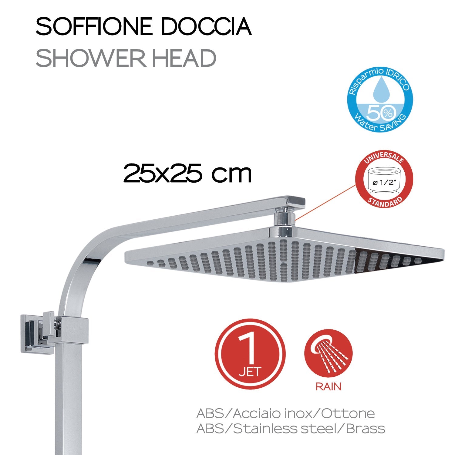  Colonna doccia estensibile con soffione quadrato e doccetta modello Star Mix 01 di Gedy - Cromato by CeramicStore | Lo specialista del tuo bagno