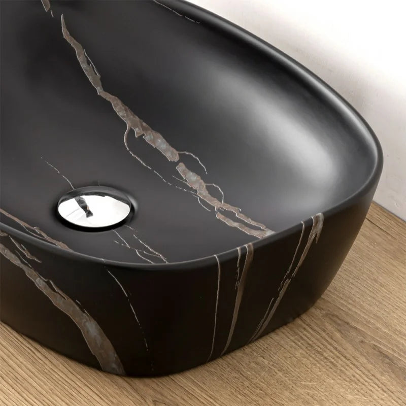 Lavabo da appoggio Bathcore in ceramica 50 cm - Marmorizzato nero 2