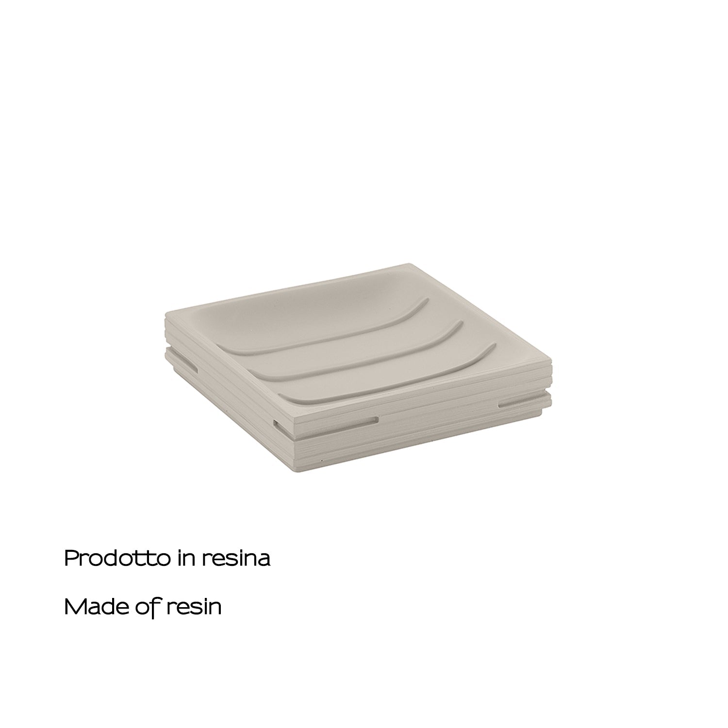  Portasapone da appoggio in resina di Gedy serie Quadrotto - Tortora chiaro