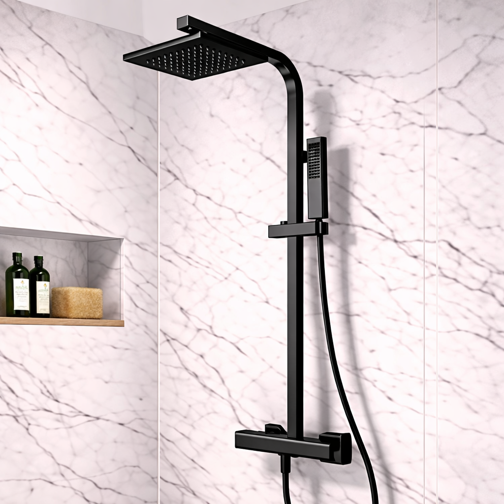 Colonna doccia nero lucido DocciaGo Luxury effetto brillante