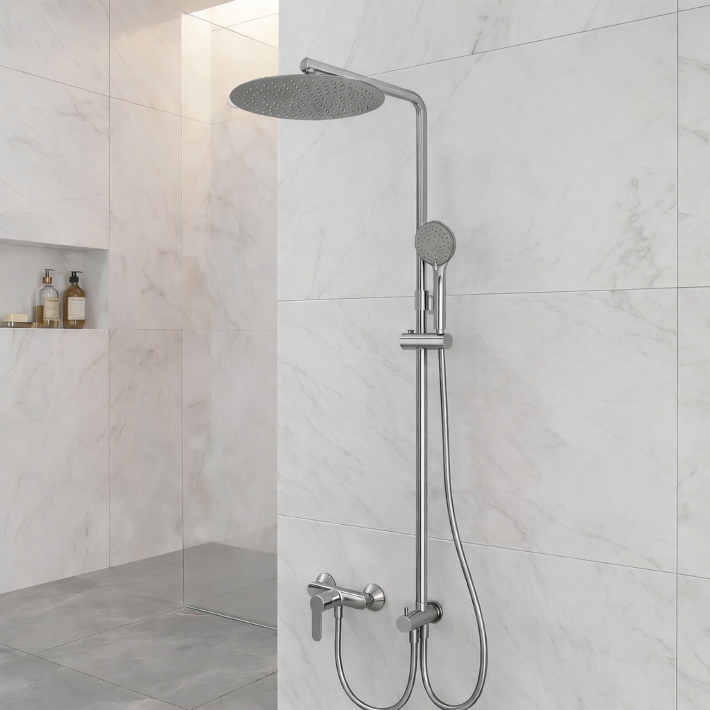 Colonna doccia acciaio inox design moderno con doccetta