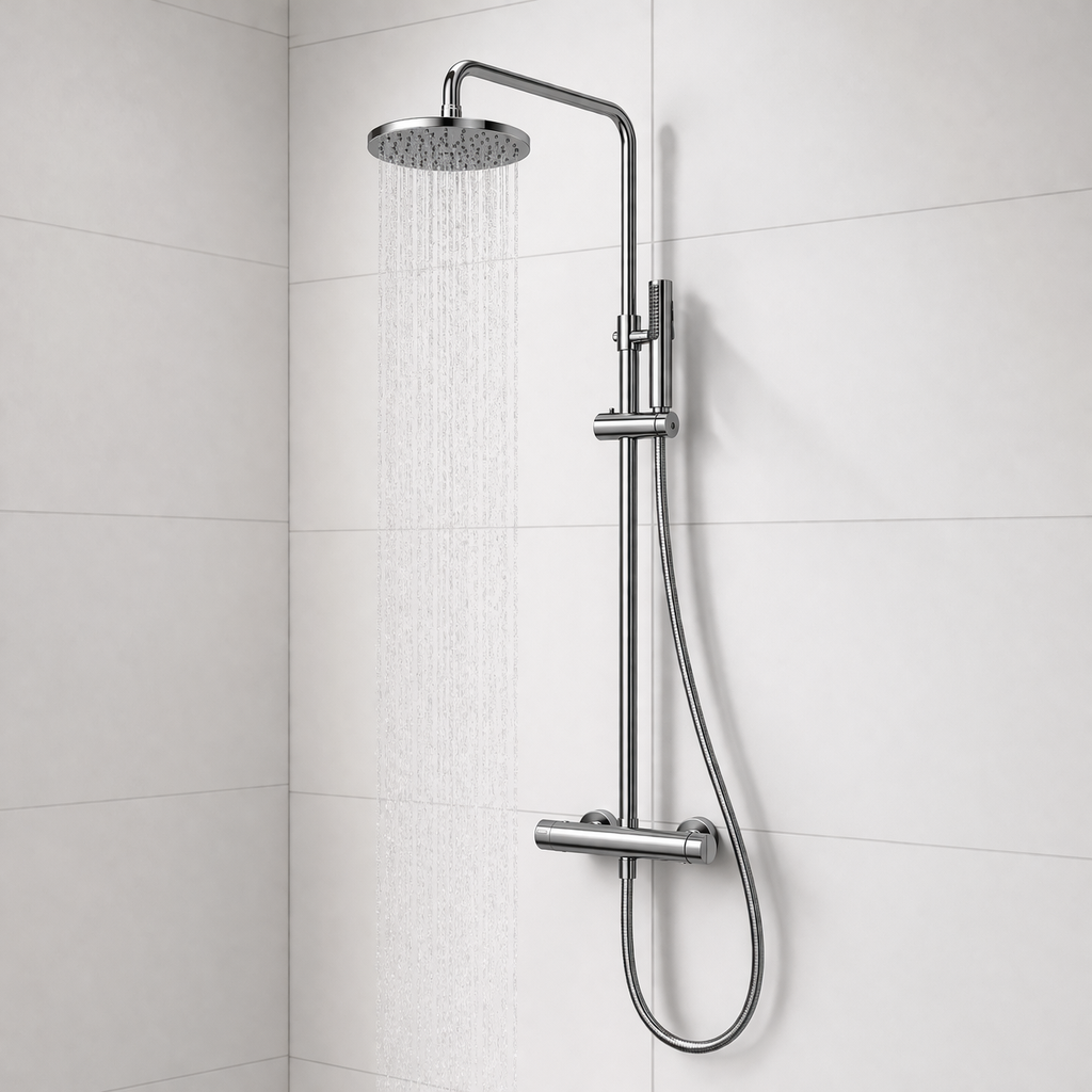 Colonna doccia Talk DocciaGo acciaio cromo con soffione 20 cm