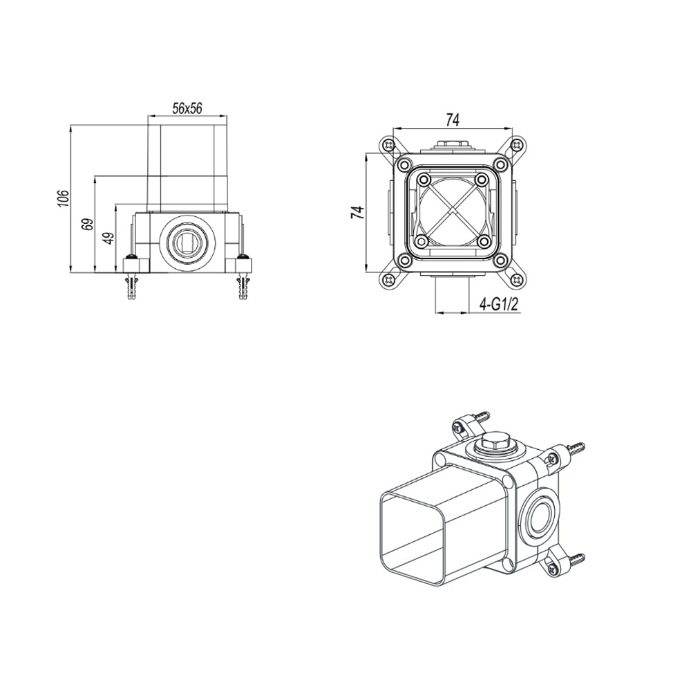 Corpo incasso per deviatore Rubiflux serie Sculpt 2