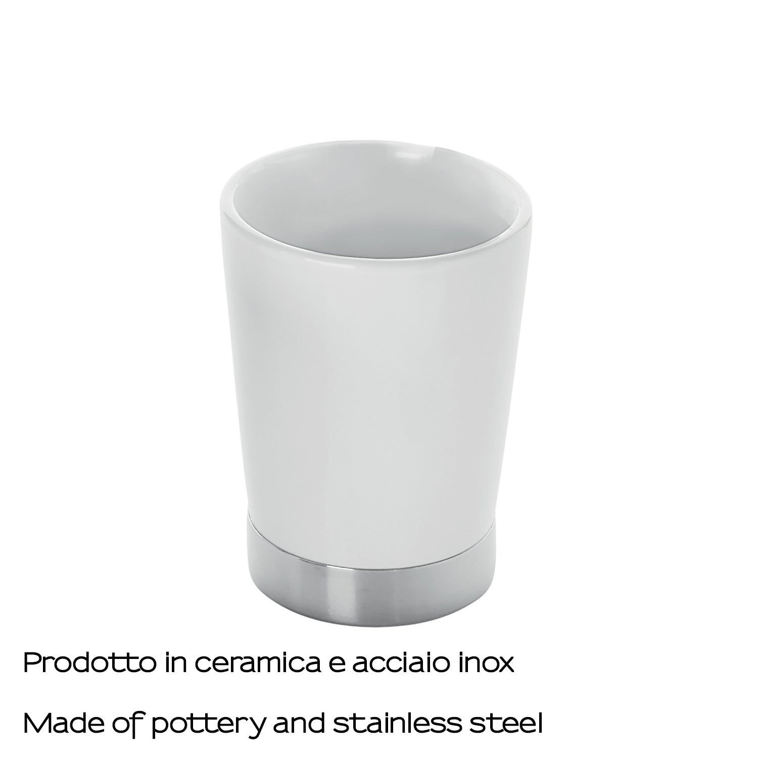  Portaspazzolini in ceramica e Acciaio Inox Gedy serie Petunia - Bianco