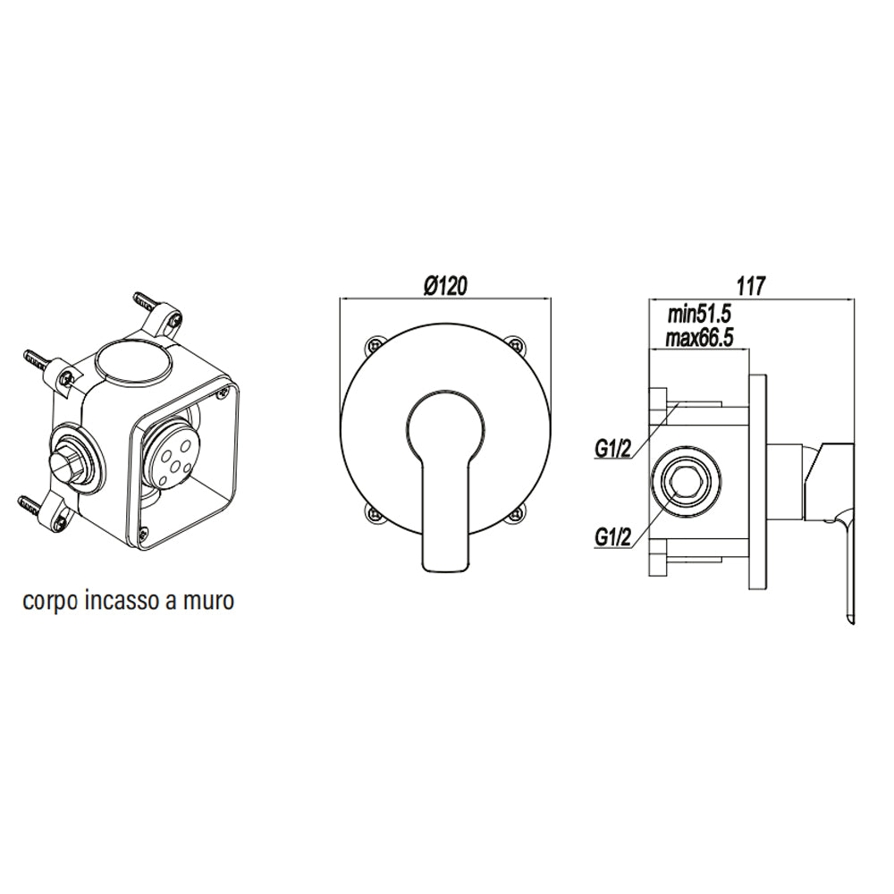 Miscelatore doccia a incasso Rubiflux serie Zea – Cromo 5