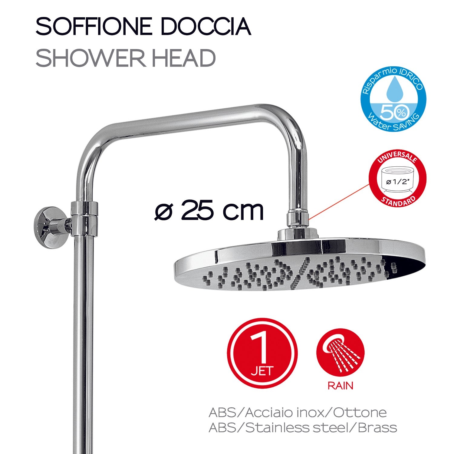  Colonna doccia termostatica con soffione tondo e doccetta 1 getto modello Star Mix 00 di Gedy - Cromato by CeramicStore | Lo specialista del tuo bagno