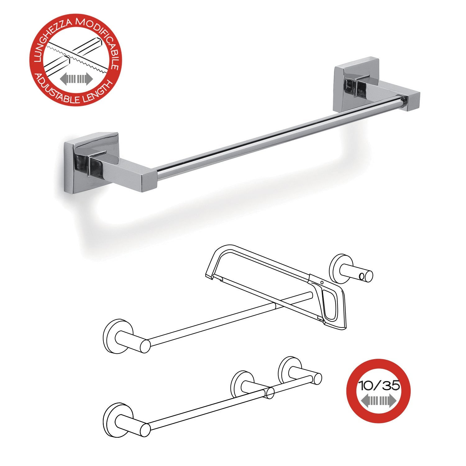  Porta asciugamani 35 cm a muro di Gedy serie Olimpo - Cromato by CeramicStore | Lo specialista del tuo bagno