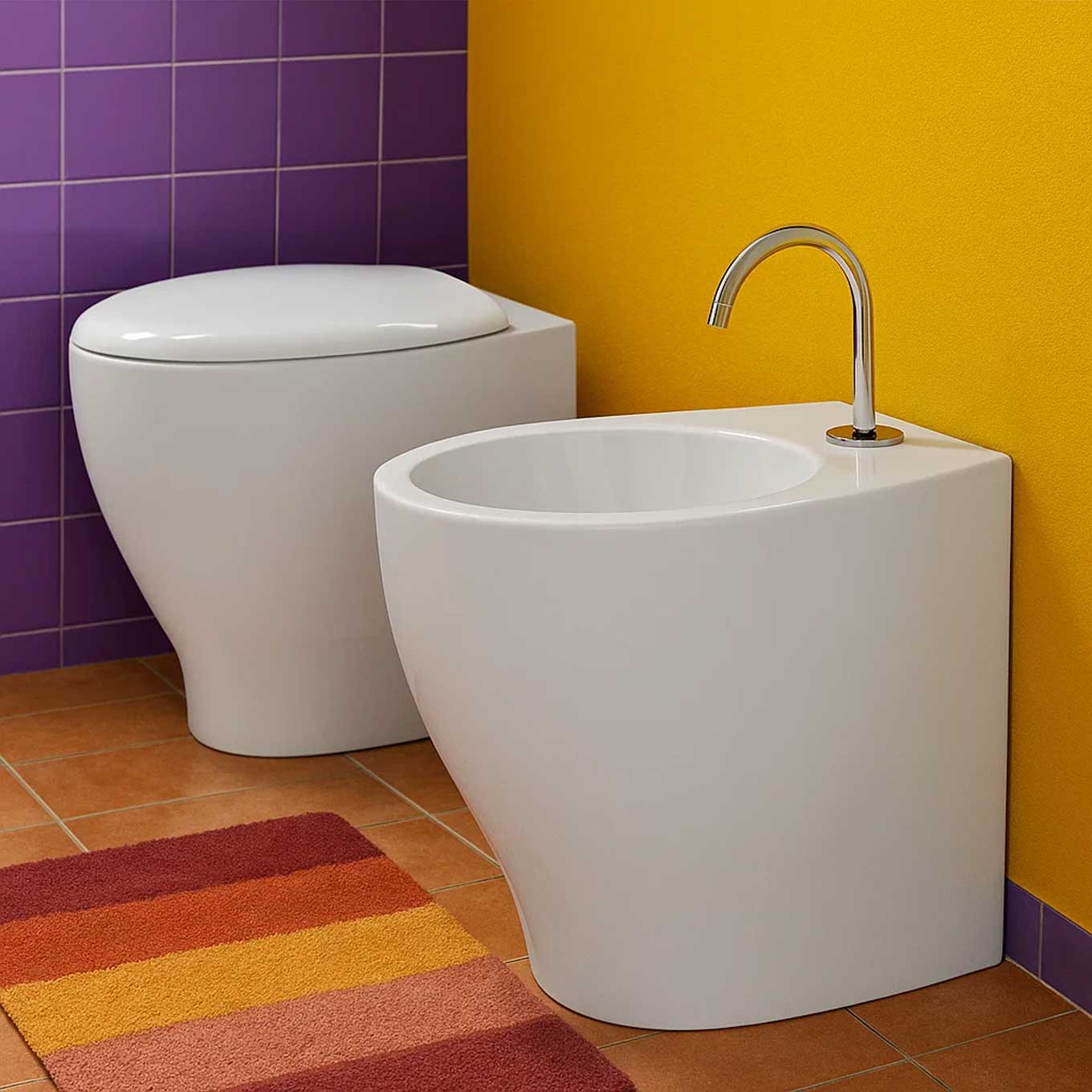 Sanitari filomuro moderni Domus Falerii modello Mascalzone con sedile SoftClose