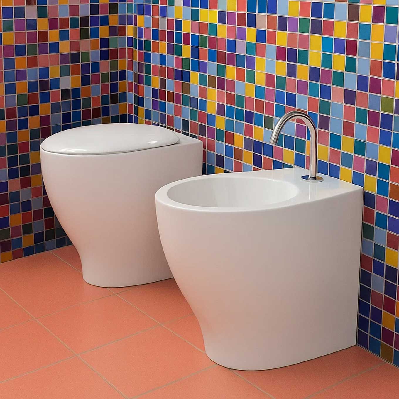 Sanitari Filo Muro Moderni Ceramica Domus Falerii Mascalzone sedile Chiusura tradizionale