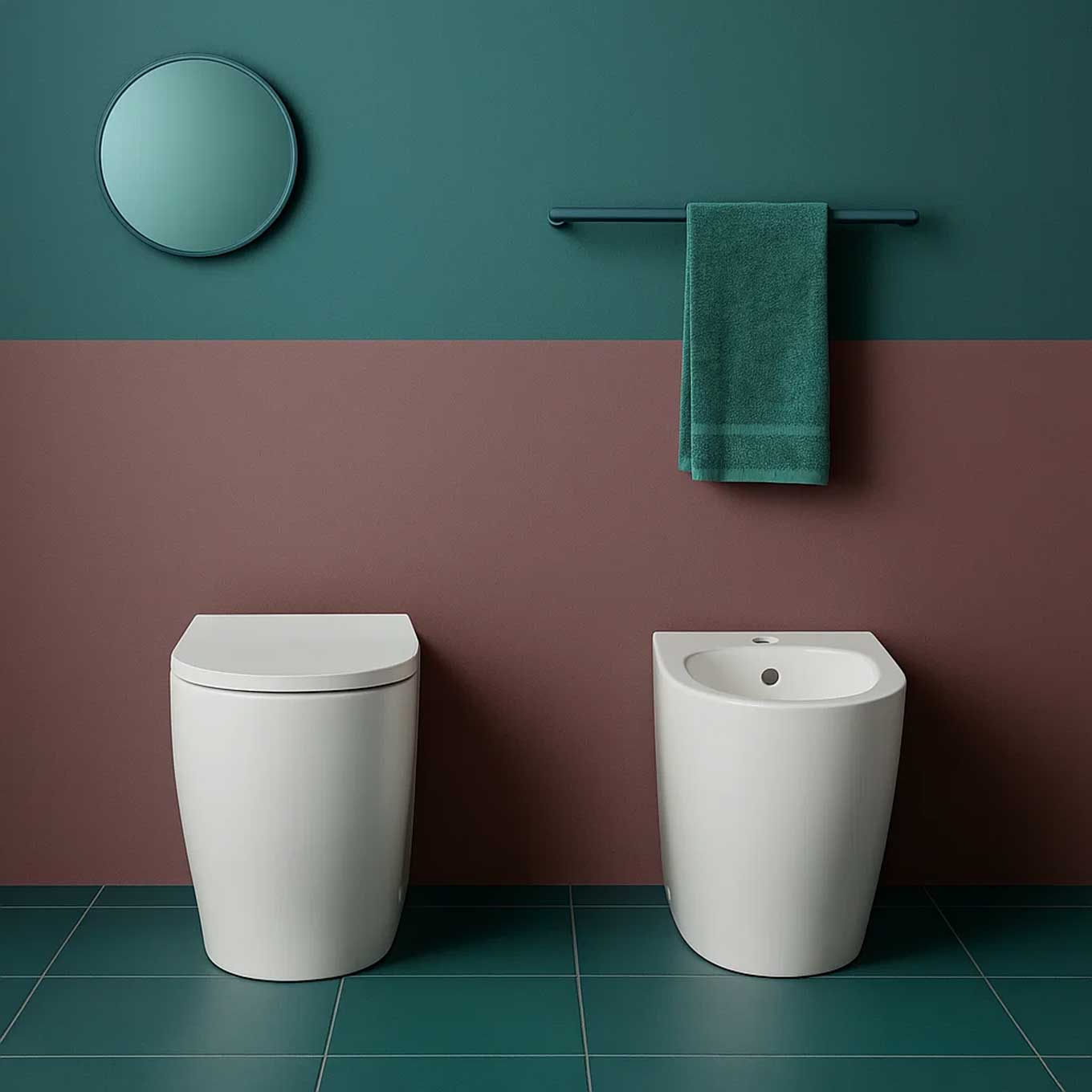  Sanitari filomuro Domus Falerii Fogliolina bianco lucido  50x34