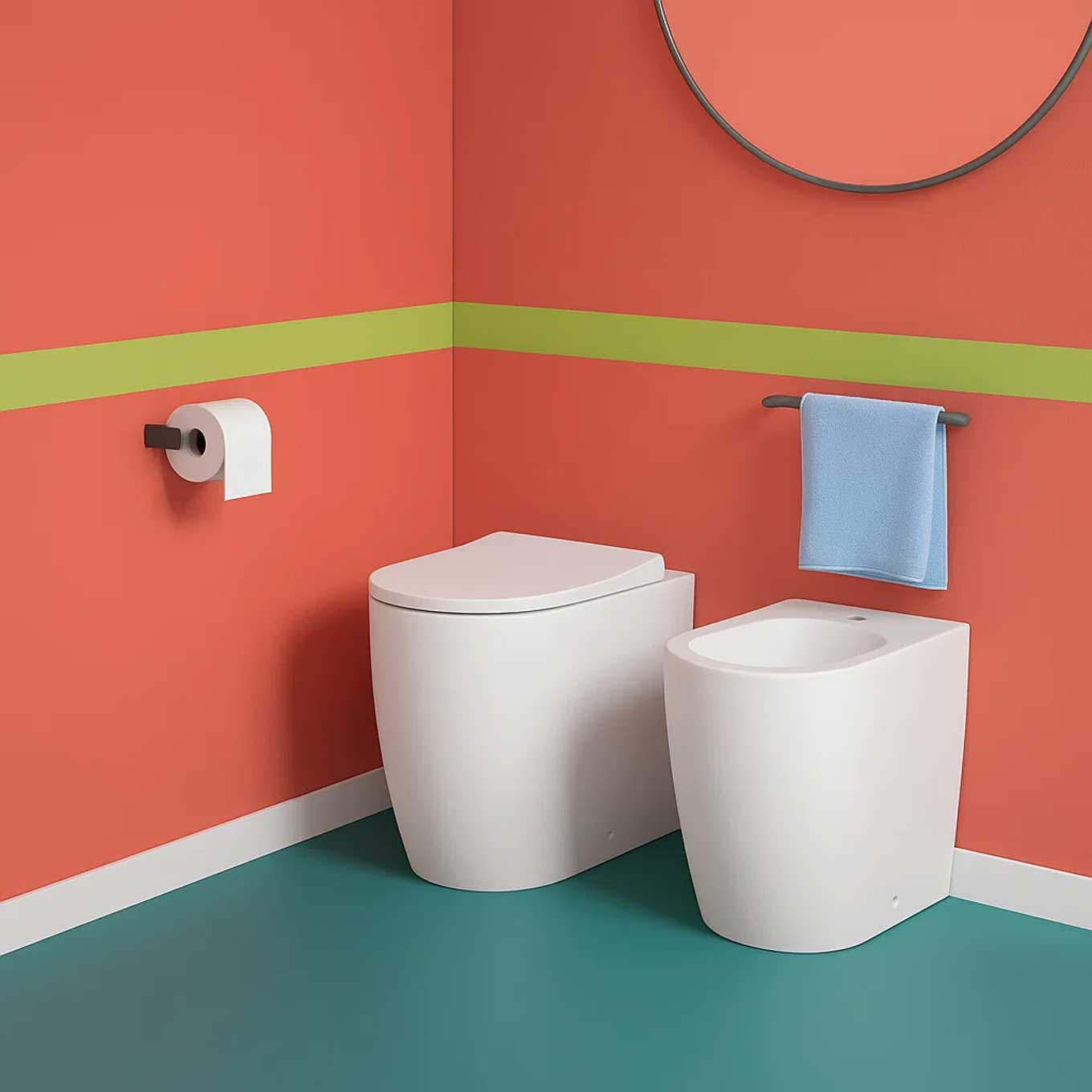 Sanitari filomuro Domus Falerii Fogliolina bianco lucido  50x34