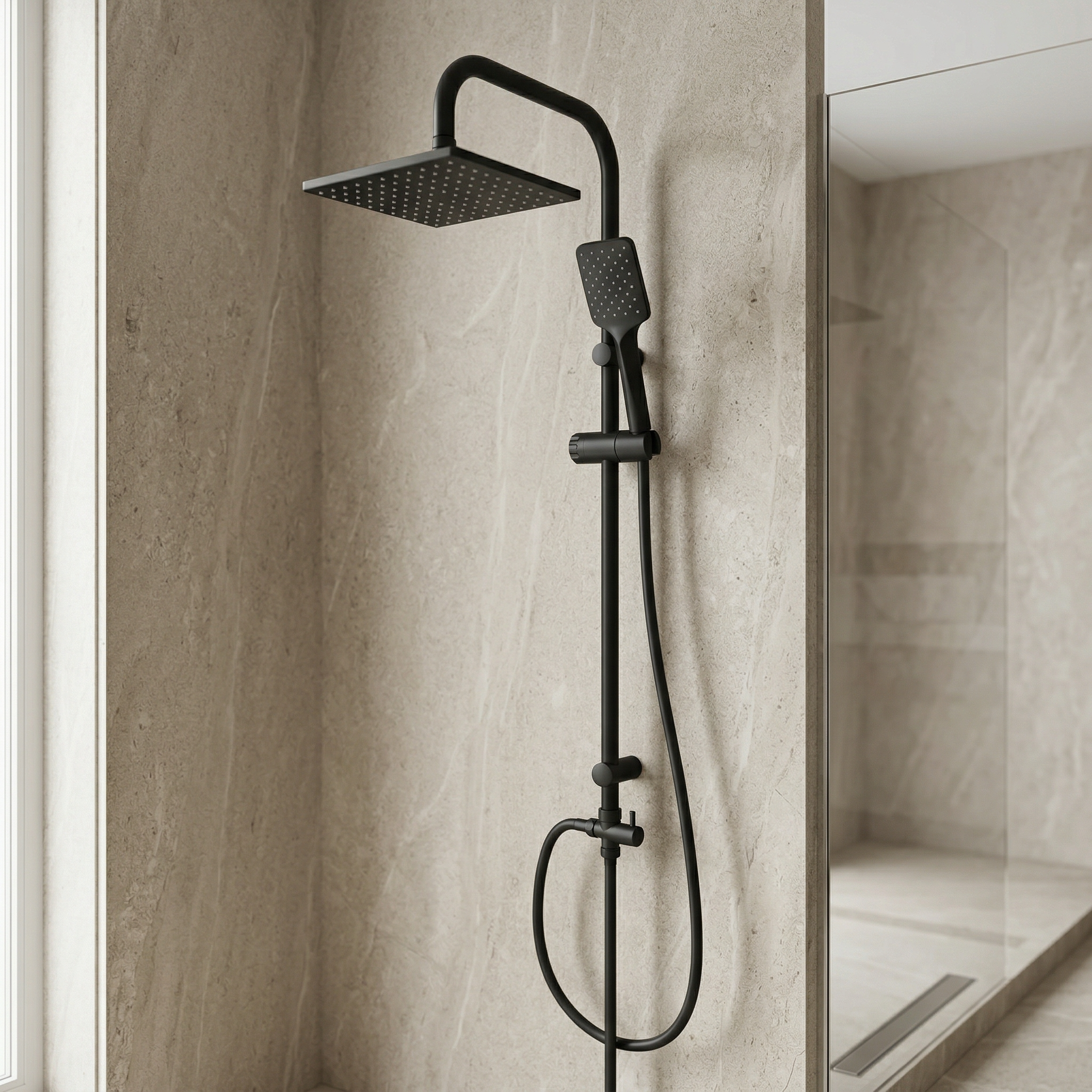 Colonna doccia Barron DocciaGo in acciaio con soffione 20 cm e doccetta 2