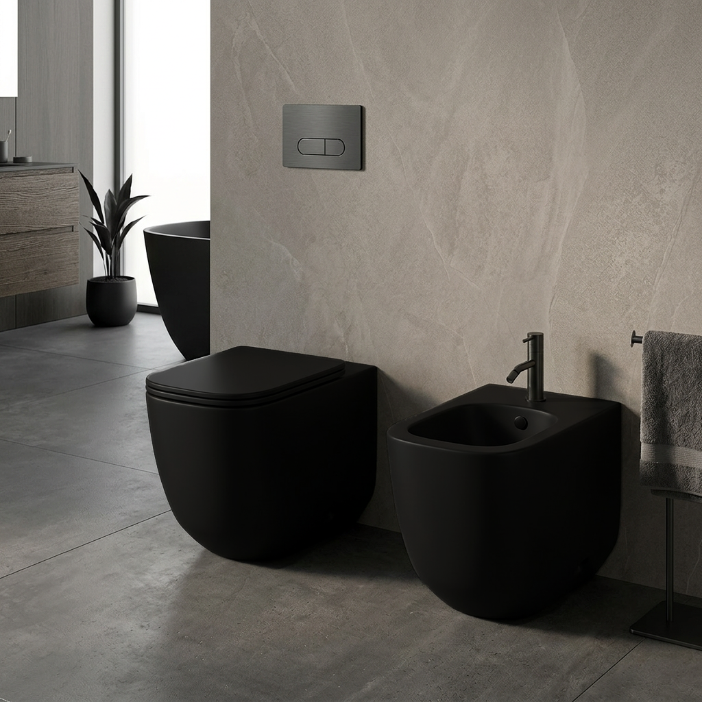 Sanitari filomuro Prime BathCore con scarico a vortice e copriwater soft-close 3