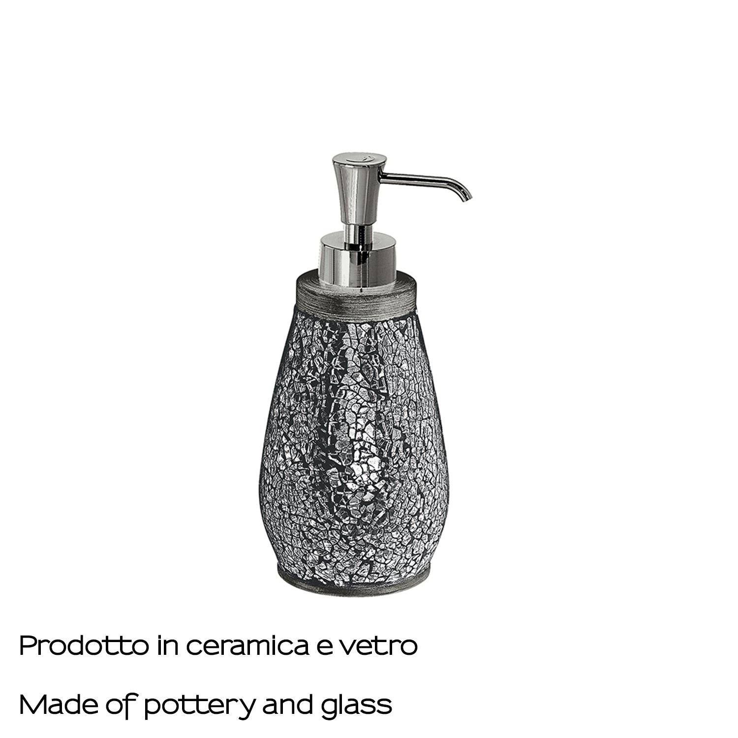  Dosasapone in ceramica e vetro con erogatore in plastica Gedy serie Myosotis - Argento