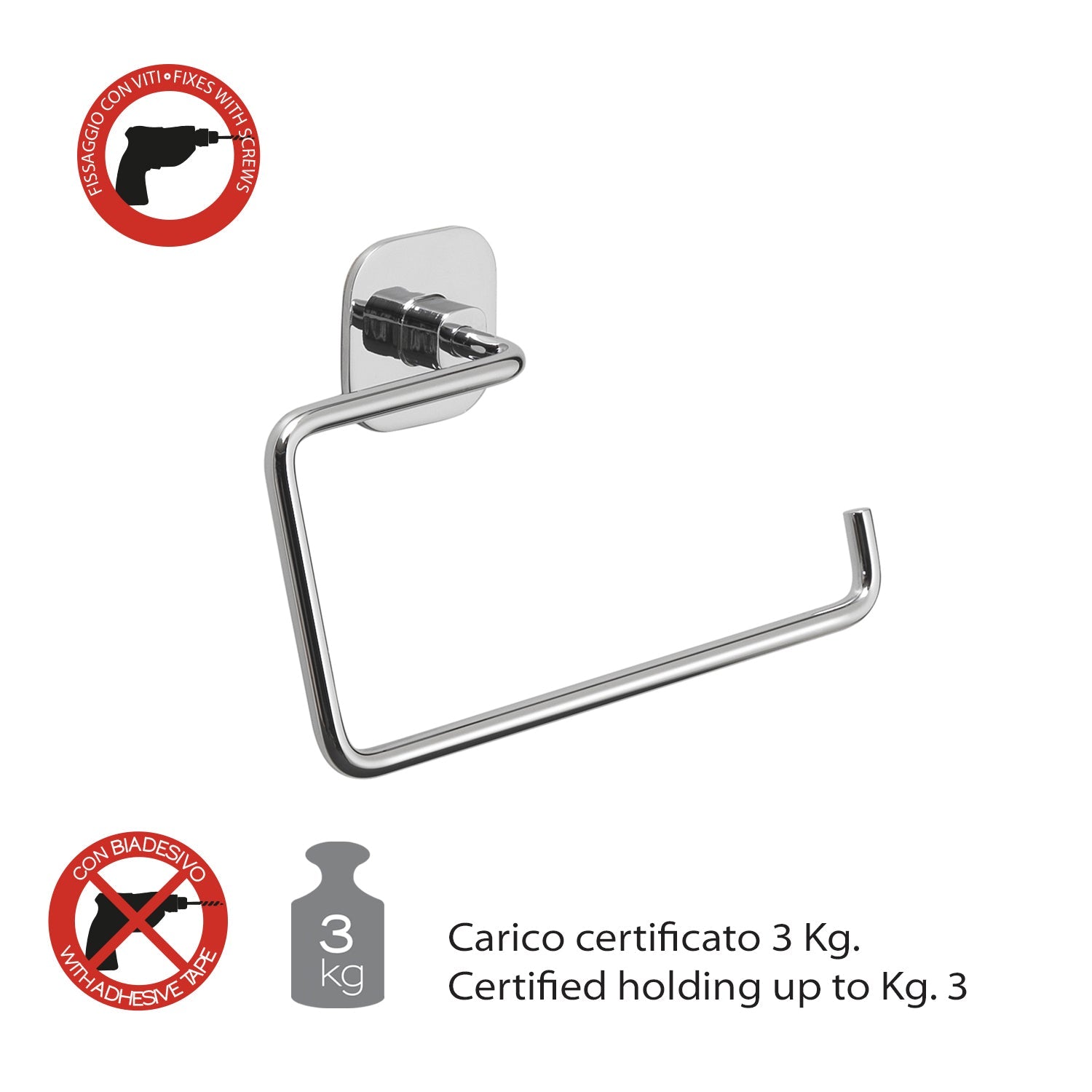  Porta asciugamani ad anello in acciaio inox e cromall Teide di Gedy - Cromato by CeramicStore | Lo specialista del tuo bagno