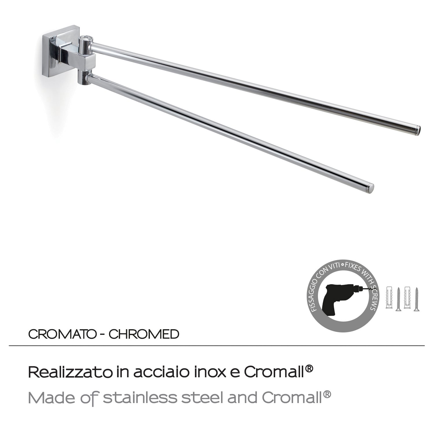  Porta asciugamani a snodo di Gedy serie Olimpo - Cromato by CeramicStore | Lo specialista del tuo bagno