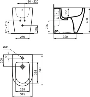 Sanitari Ideal Standard i.life O con scarico traslato fino a 32 cm con sedile normal close slim 6