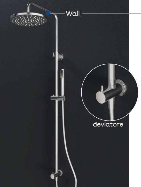 Colonna doccia Wall DocciaGo in acciaio con doccetta e deviatore in ottone 3