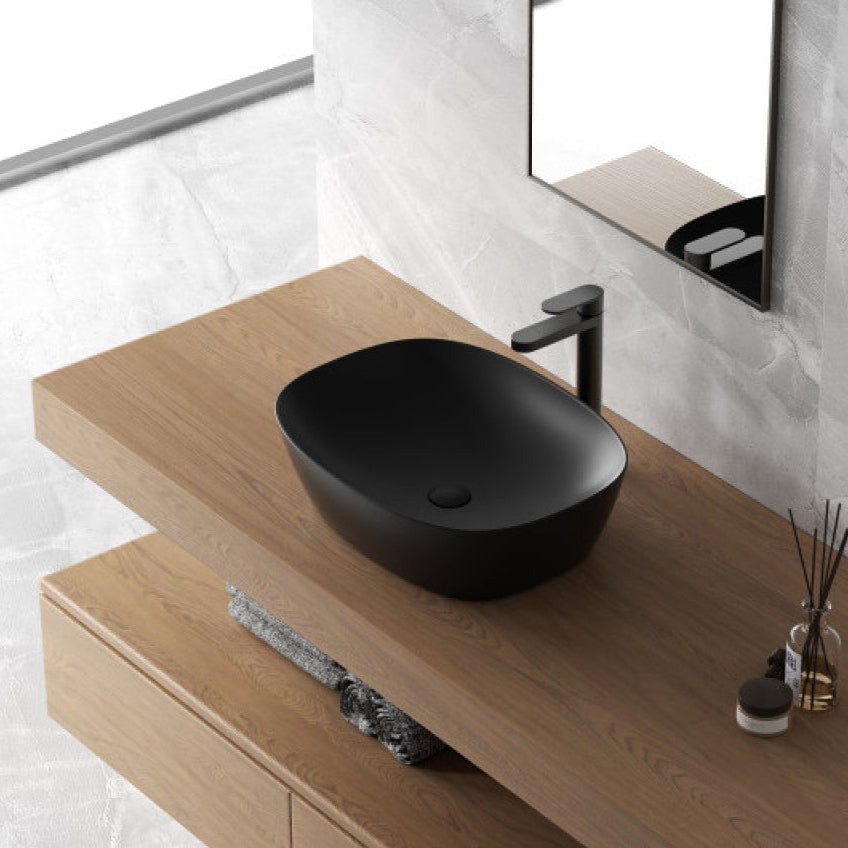 606193 - Lavabo da appoggio Bathcore in ceramica 50 cm - Nero opaco