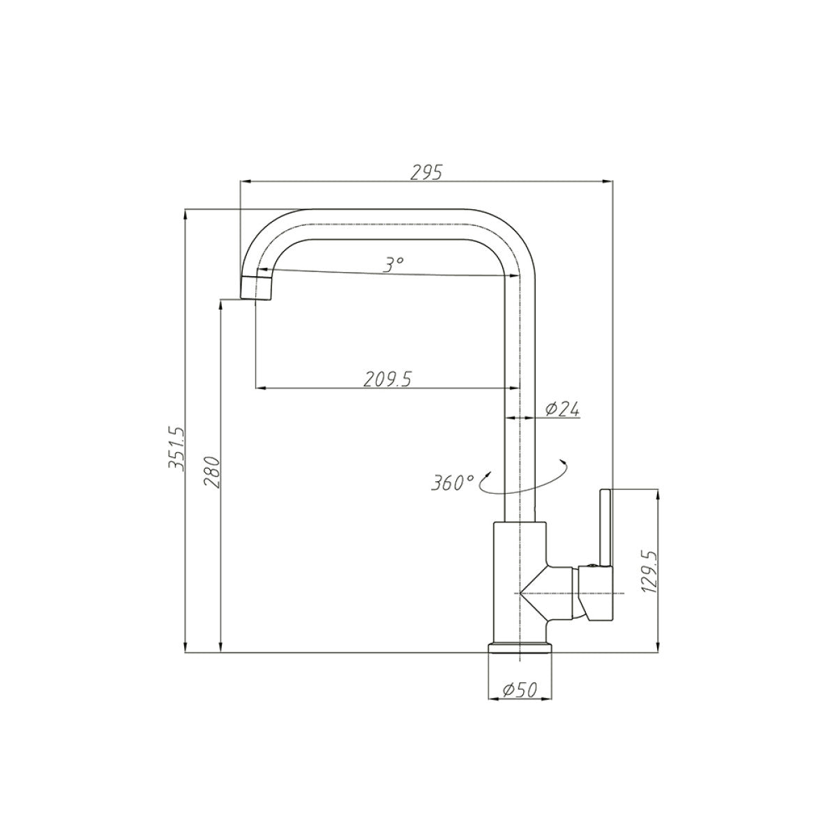 Miscelatore lavello cucina Rubiflux serie Gard con canna svedese cromata 3