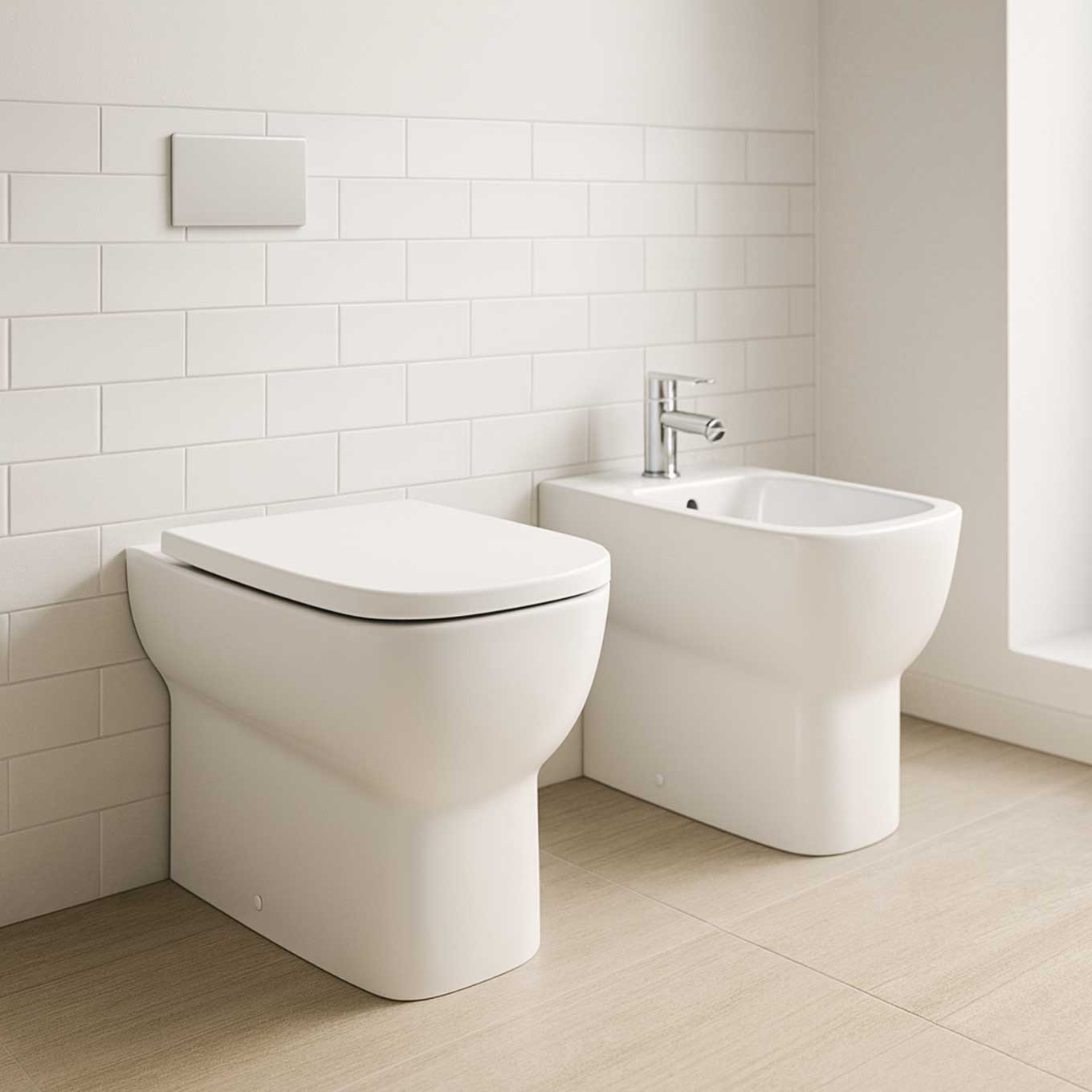 Coppia sanitari filomuro BathCore collezione Jasmine 48