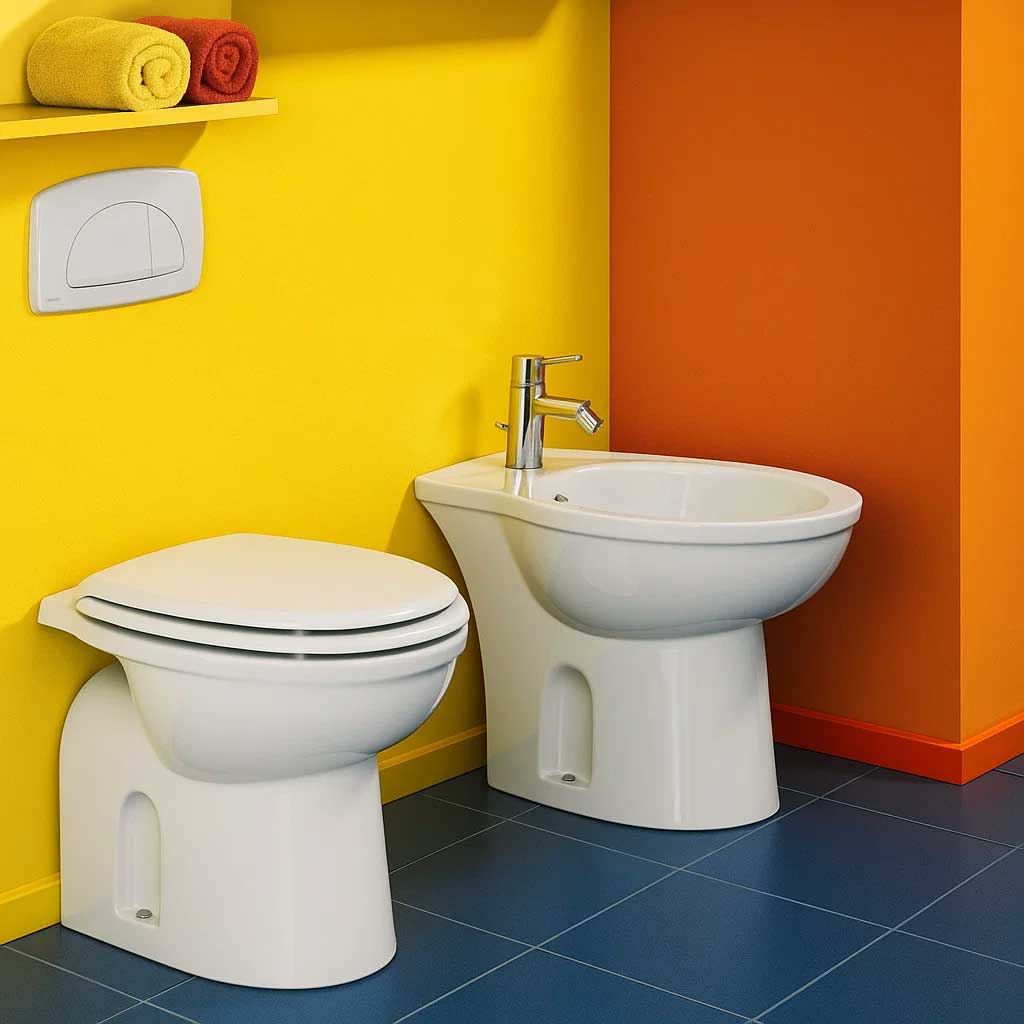  Sanitari bagno a terra distanziati da parete Rak Karla wc