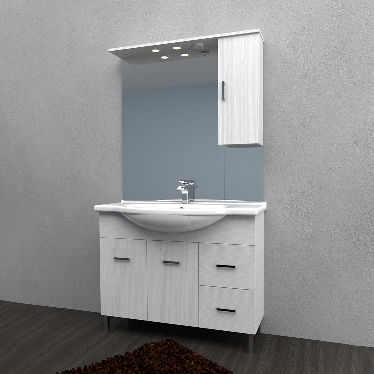 Mobile bagno completo con lavabo, specchio e illuminazione LED Laguna by Cubi&Co - varie finiture 2