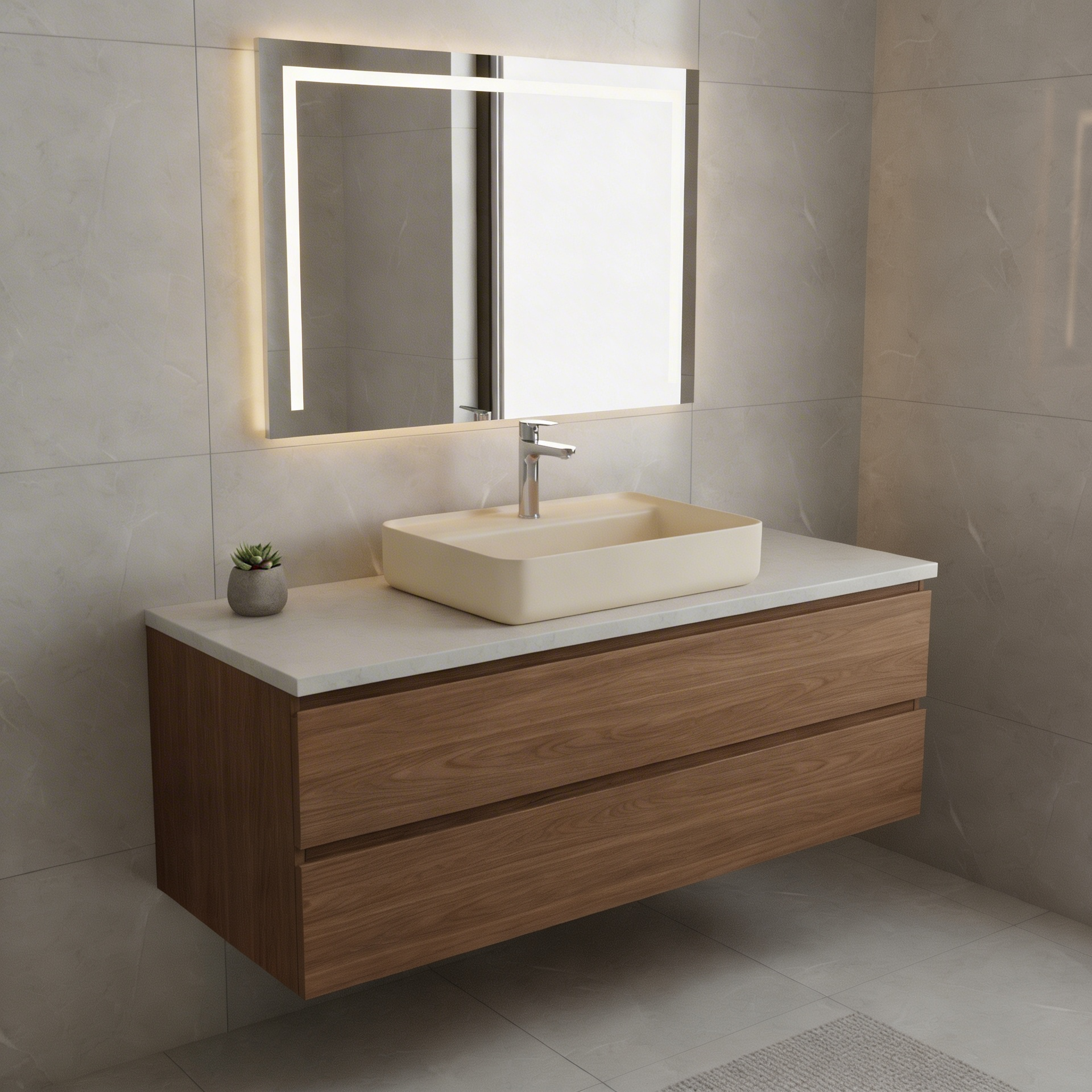 Lavabo da appoggio rettangolare BathCore Infinity 55x40 cm ceramica colorata con bordo sottile 5 mm 5