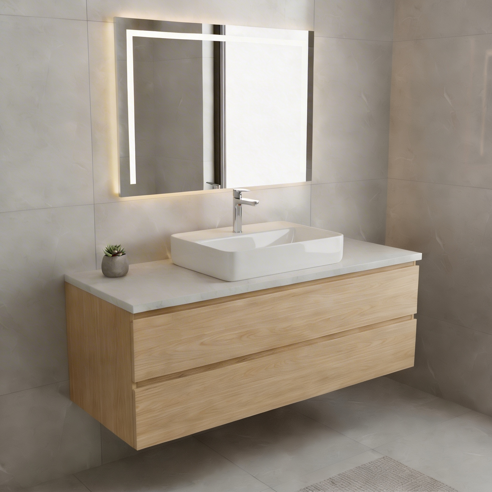 Lavabo da appoggio rettangolare BathCore Infinity 55x40 cm ceramica colorata con bordo sottile 5 mm 6