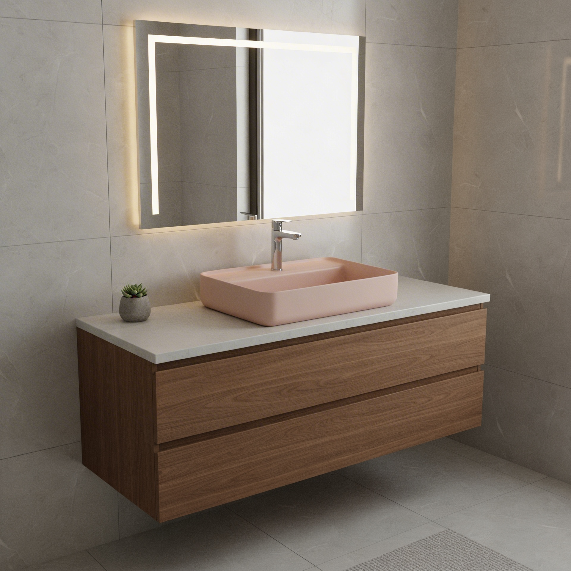 Lavabo da appoggio rettangolare BathCore Infinity 55x40 cm ceramica colorata con bordo sottile 5 mm 12