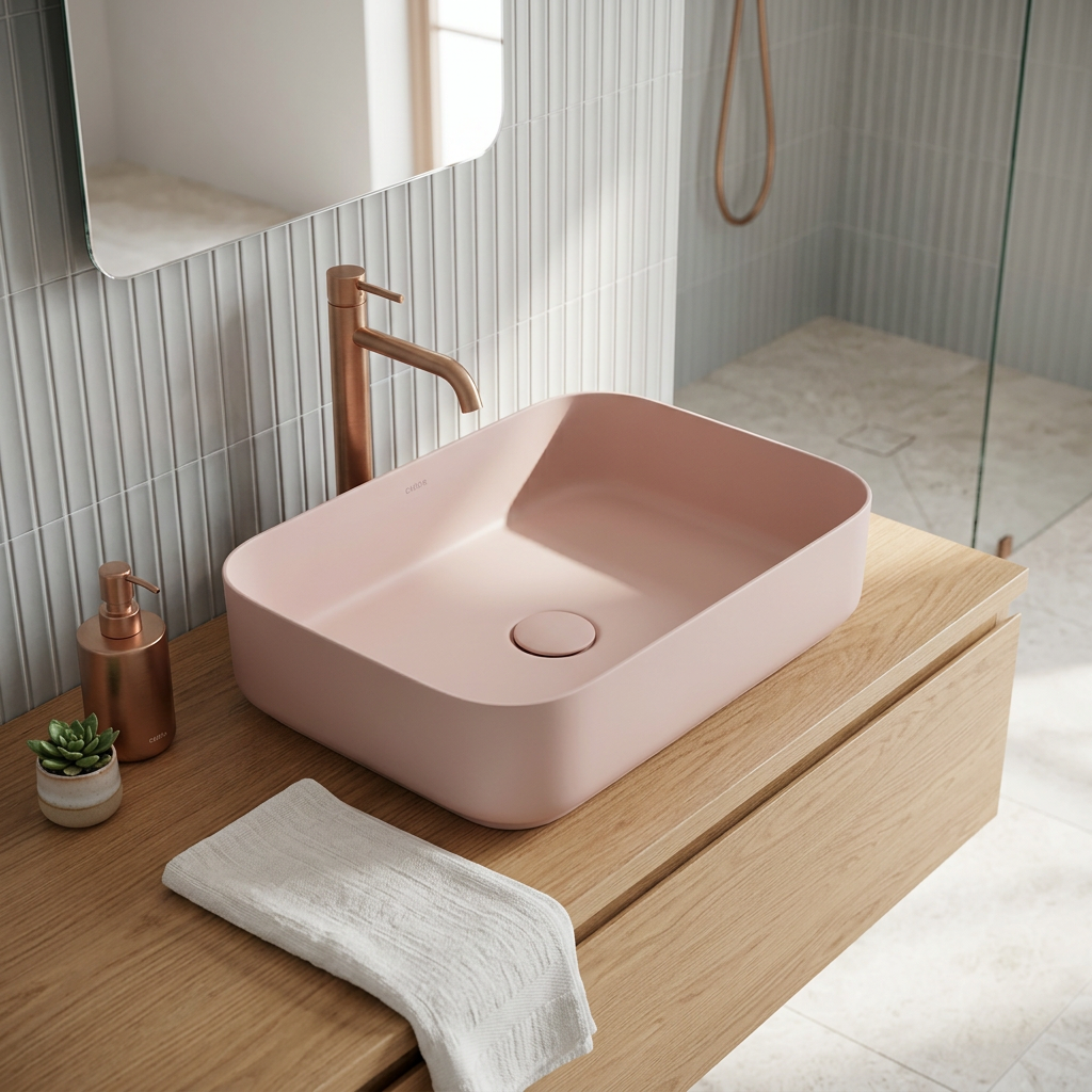 Lavabo d’appoggio rettangolare BathCore Infinity 50x36 ceramica