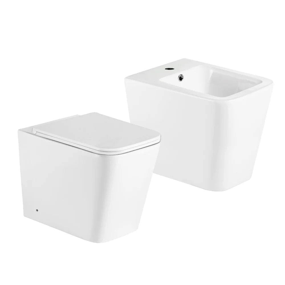 Coppia sanitari a terra BathCore serie Mars 56x36x40 cm - Vaso a terra + bidet a terra + copriwater 2