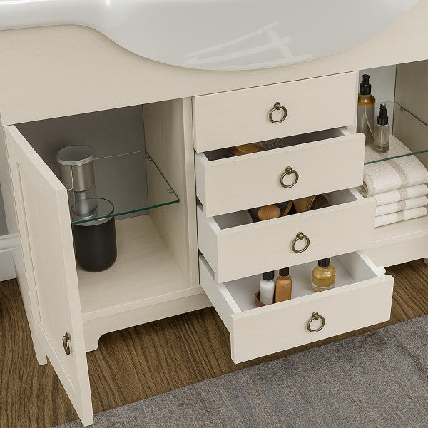 Mobile bagno a terra con specchiera e lavabo integrato Cubi&Co modello Gioia Hidros - Bianco Decapè 2