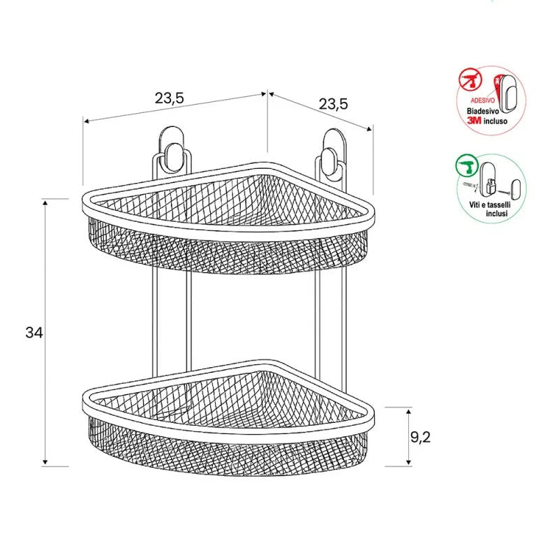 Portaoggetti doccia in acciaio BathCore serie Tiki - varie finiture 5