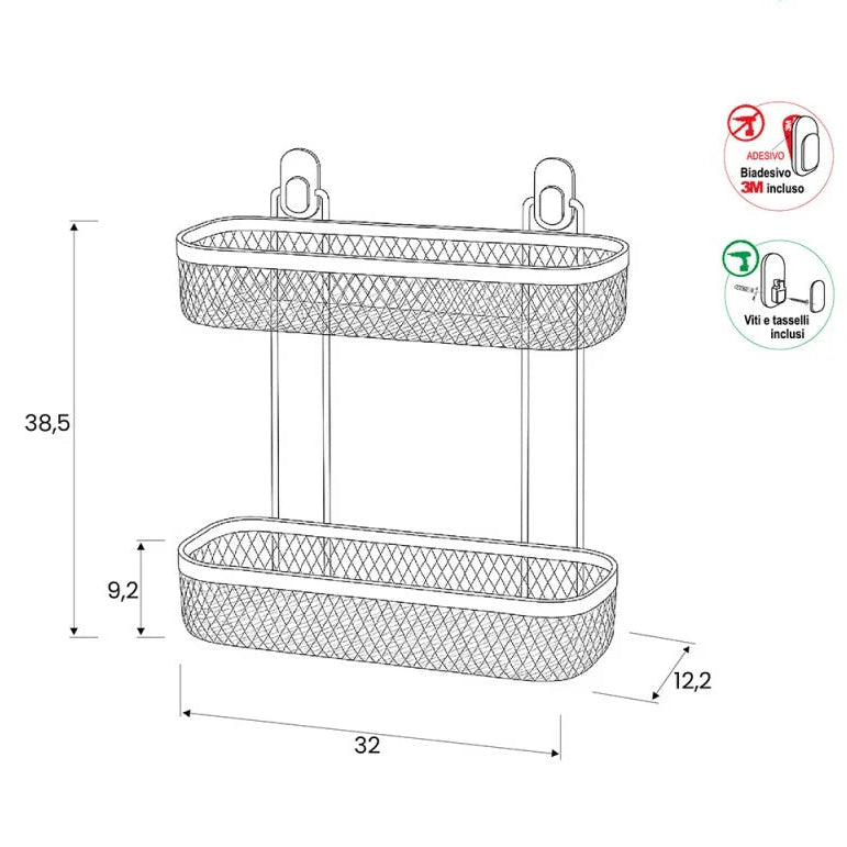Portaoggetti doccia in acciaio BathCore serie Tiki - varie finiture 4