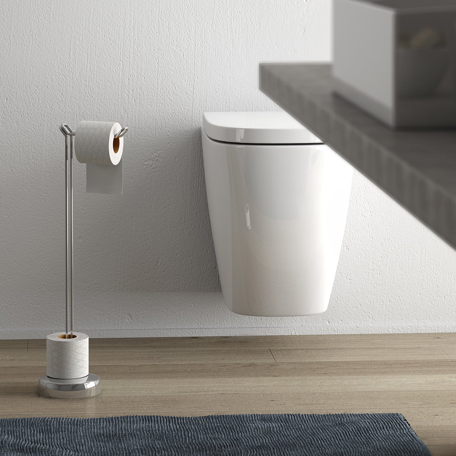  Piantana con portarotolo di riserva modello Minà¹ di Gedy - Cromato