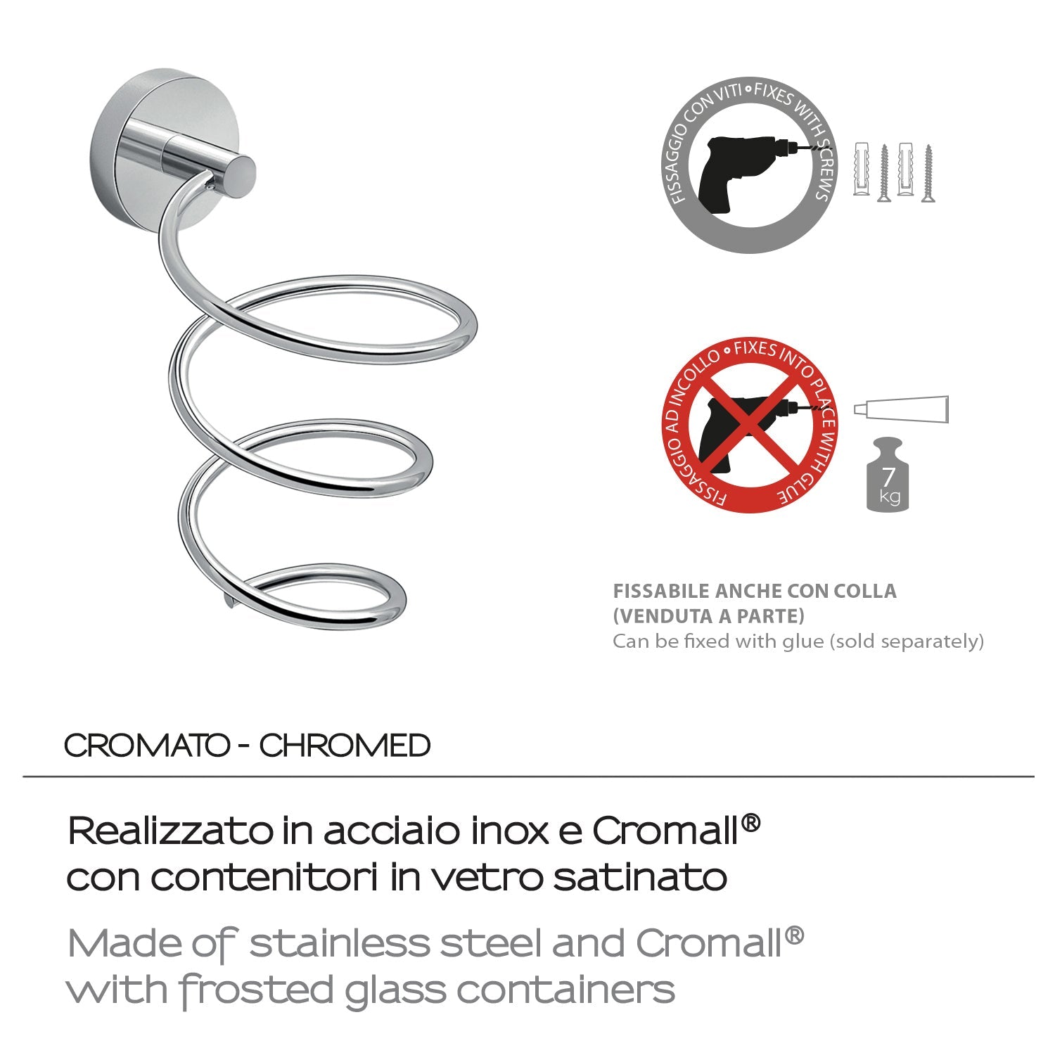  Gedy Porta Phon A Muro In Acciaio Inox Eros - Cromato by CeramicStore | Lo specialista del tuo bagno