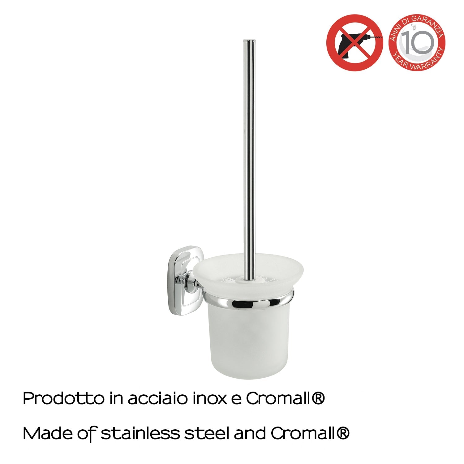  Scopino a parete con ciuffo in setole di Gedy serie Everest - Cromato by CeramicStore | Lo specialista del tuo bagno
