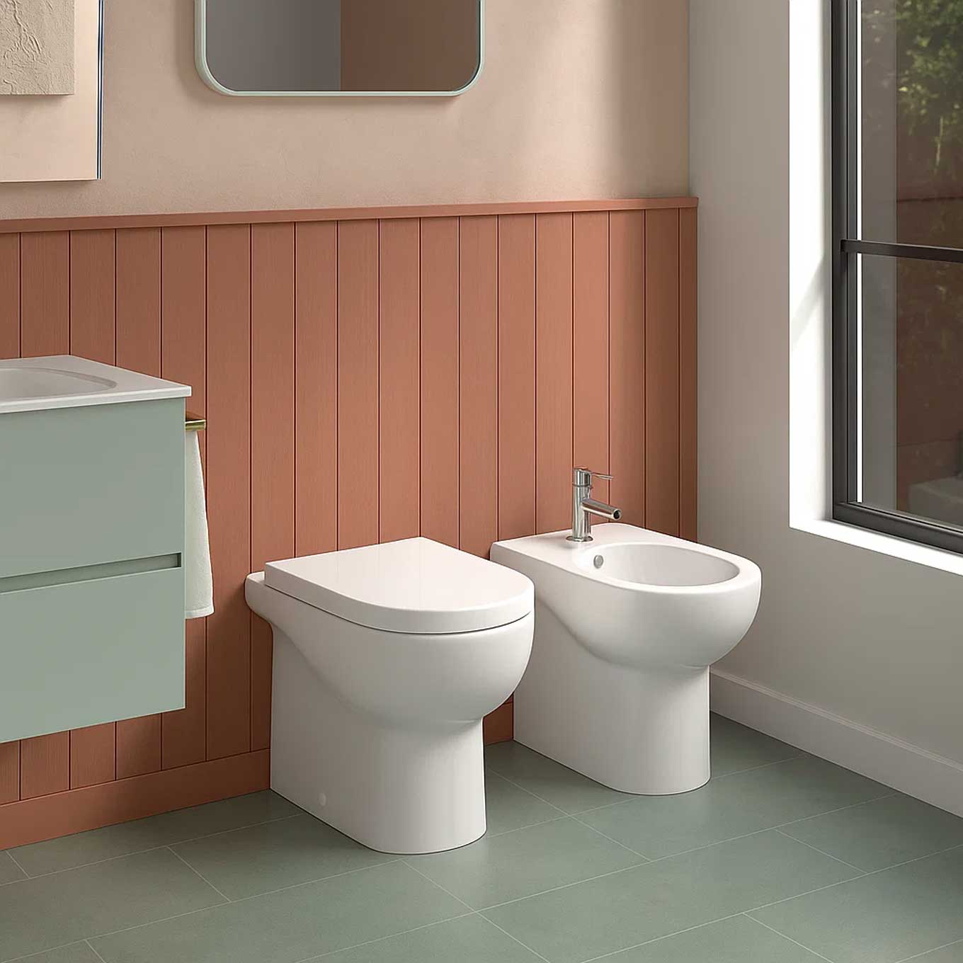 Sanitari Filoparete Ceramica Azzurra Mini Nuvola WC + BIDET + SEDILE SOFT CLOSE