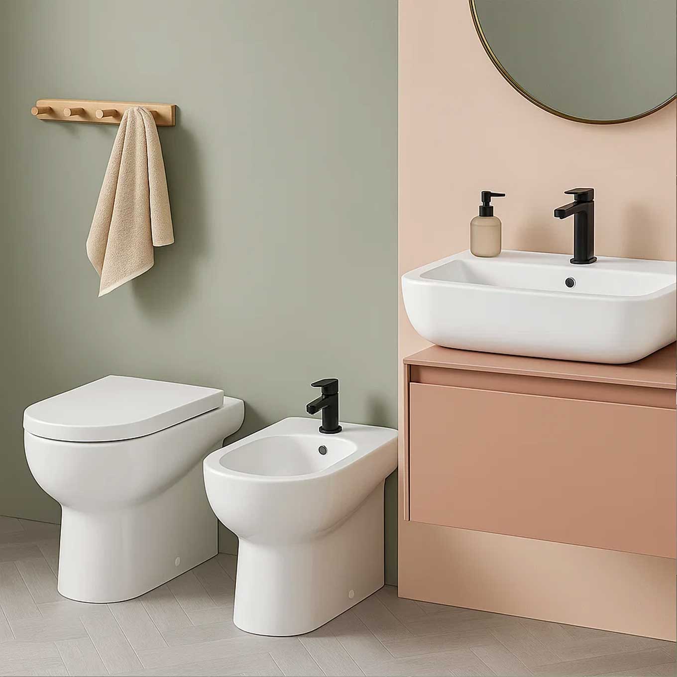  Sanitari Filoparete Ceramica Azzurra Mini Nuvola WC + BIDET + SEDILE SOFT CLOSE