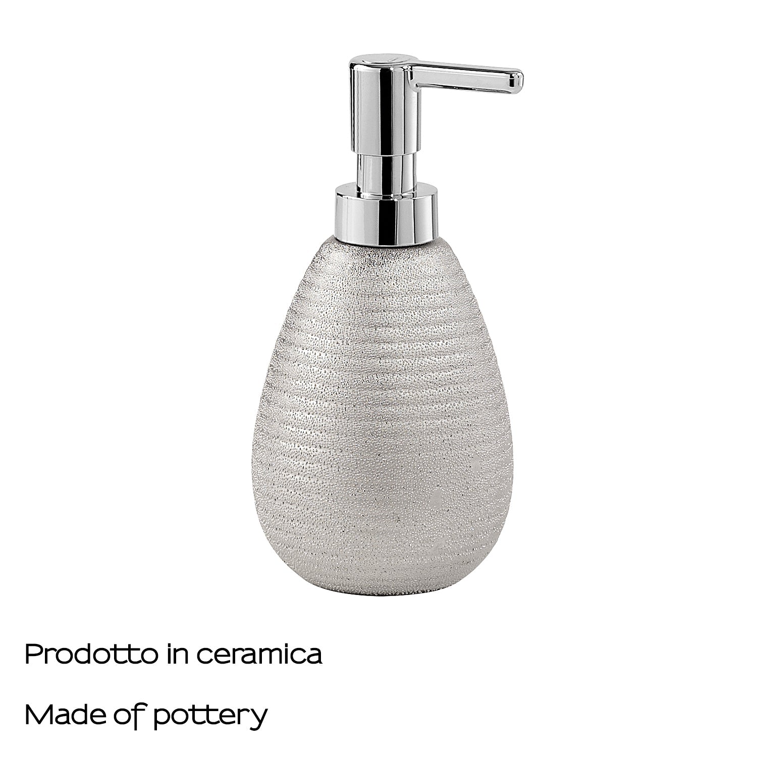  Dispenser sapone da appoggio in ceramica con erogatore Gedy modello Astrid - Argento