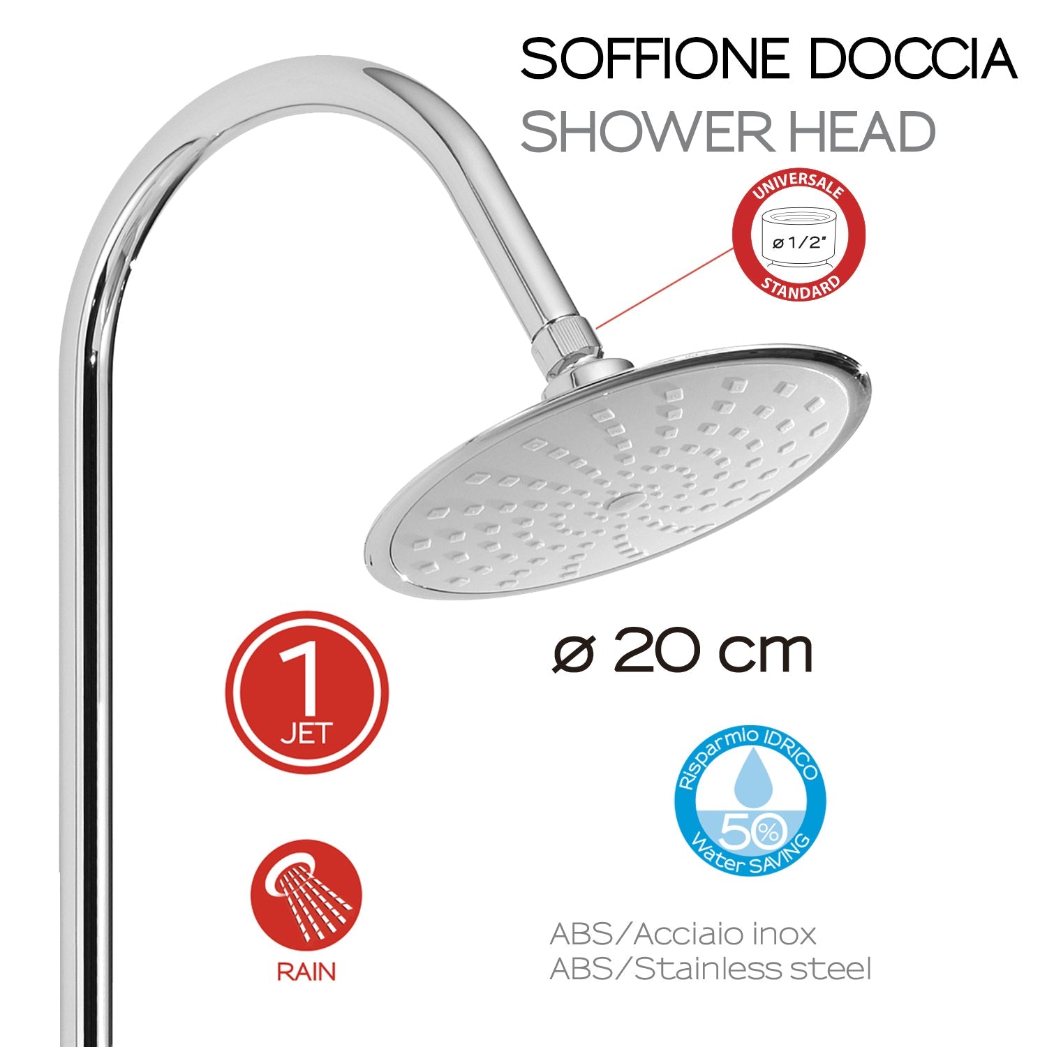  Colonna doccia regolabile con soffione tondo e doccetta a 4 getti di Gedy modello Easy 02 - Cromato by CeramicStore | Lo specialista del tuo bagno