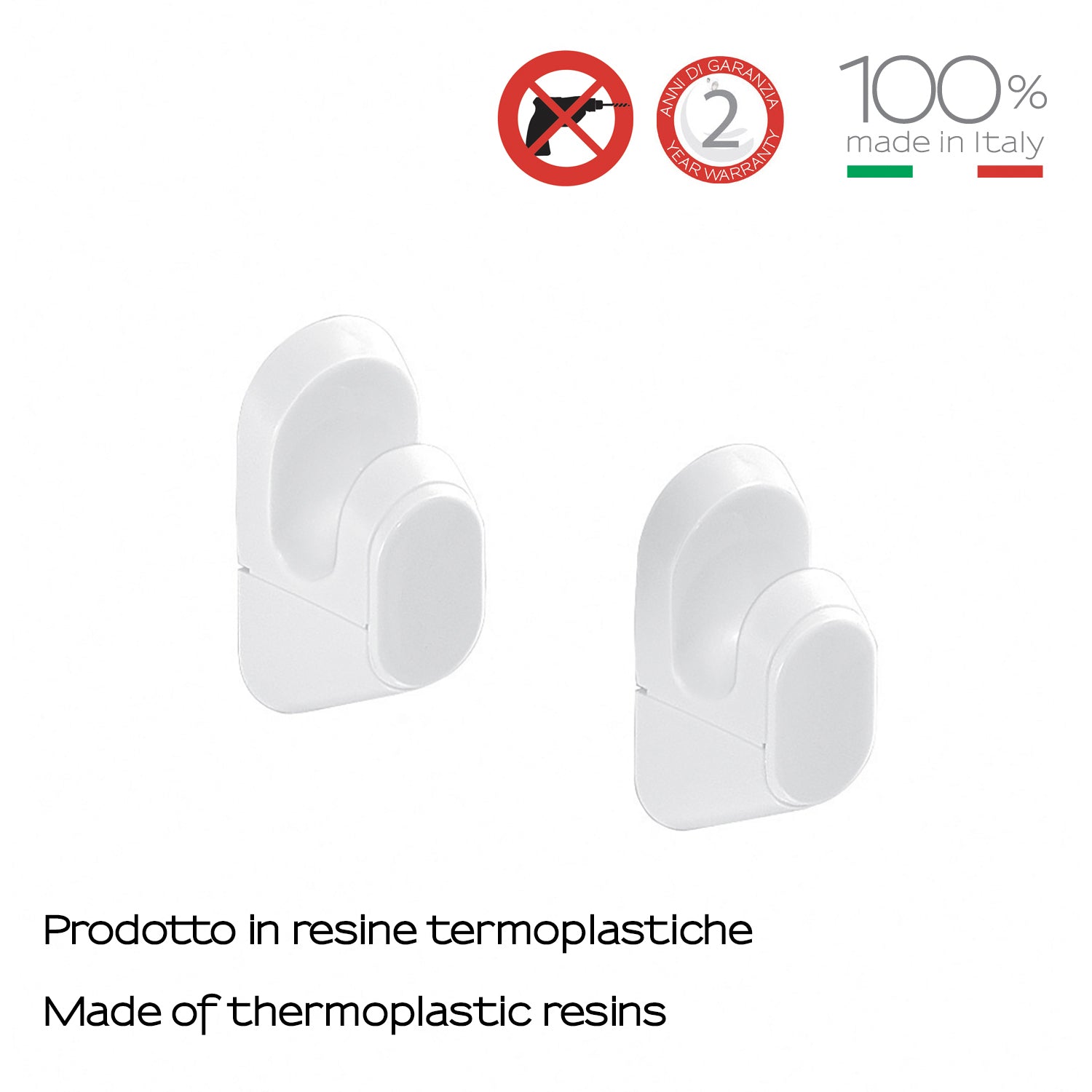  Appendiabiti 2 pezzi di Gedy serie Junior - Bianco by CeramicStore | Lo specialista del tuo bagno