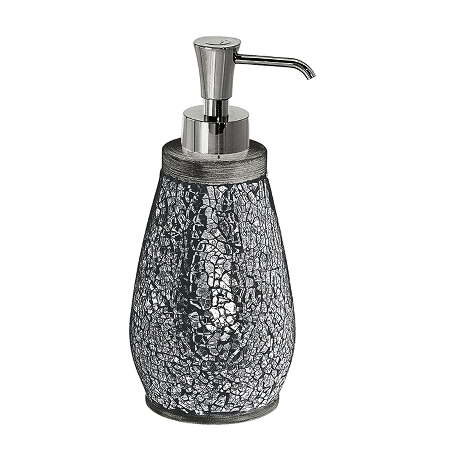 Dosasapone in ceramica e vetro con erogatore in plastica Gedy serie Myosotis - Argento