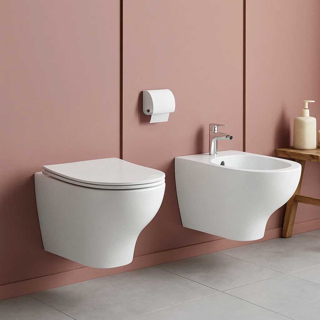  Sanitari sospesi Ceramica Azzurra serie Pratica con sedile soft-close 53x35xH34